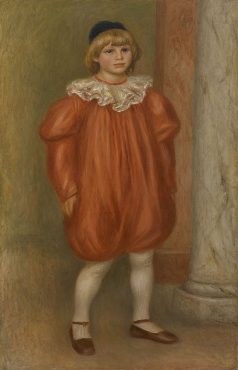 Claude Renoir in clownkostuum door Pierre Auguste Renoir
