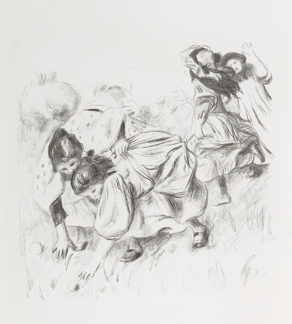 Kinderen die met een bal spelen door Pierre Auguste Renoir
