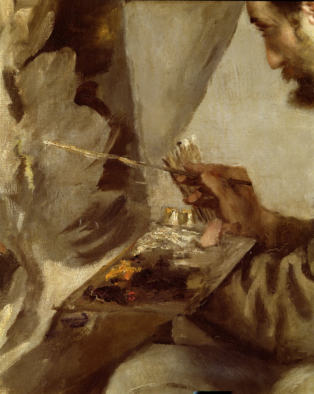 Frederick Bazille aan zijn Ezeltje, 1867 (detail) door Pierre Auguste Renoir