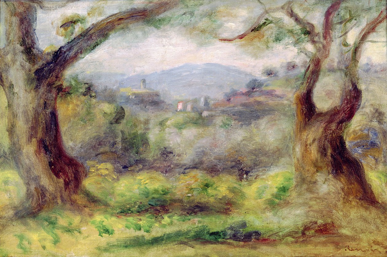 Landschap bij Les Collettes, 1910 door Pierre Auguste Renoir