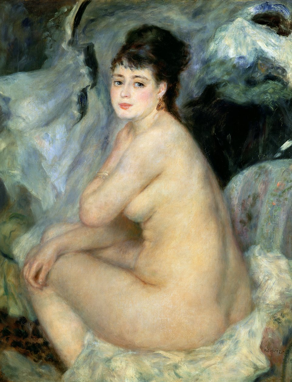 Naakt, of Naakt zittend op een bank door Pierre Auguste Renoir