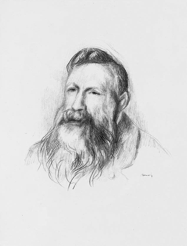 Portrettekening van Auguste Rodin door Pierre-Auguste Renoir