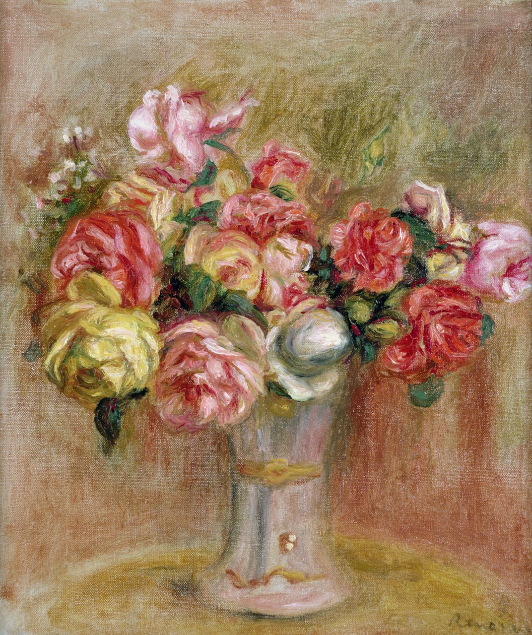 Rozen in een Sèvres vaas door Pierre Auguste Renoir