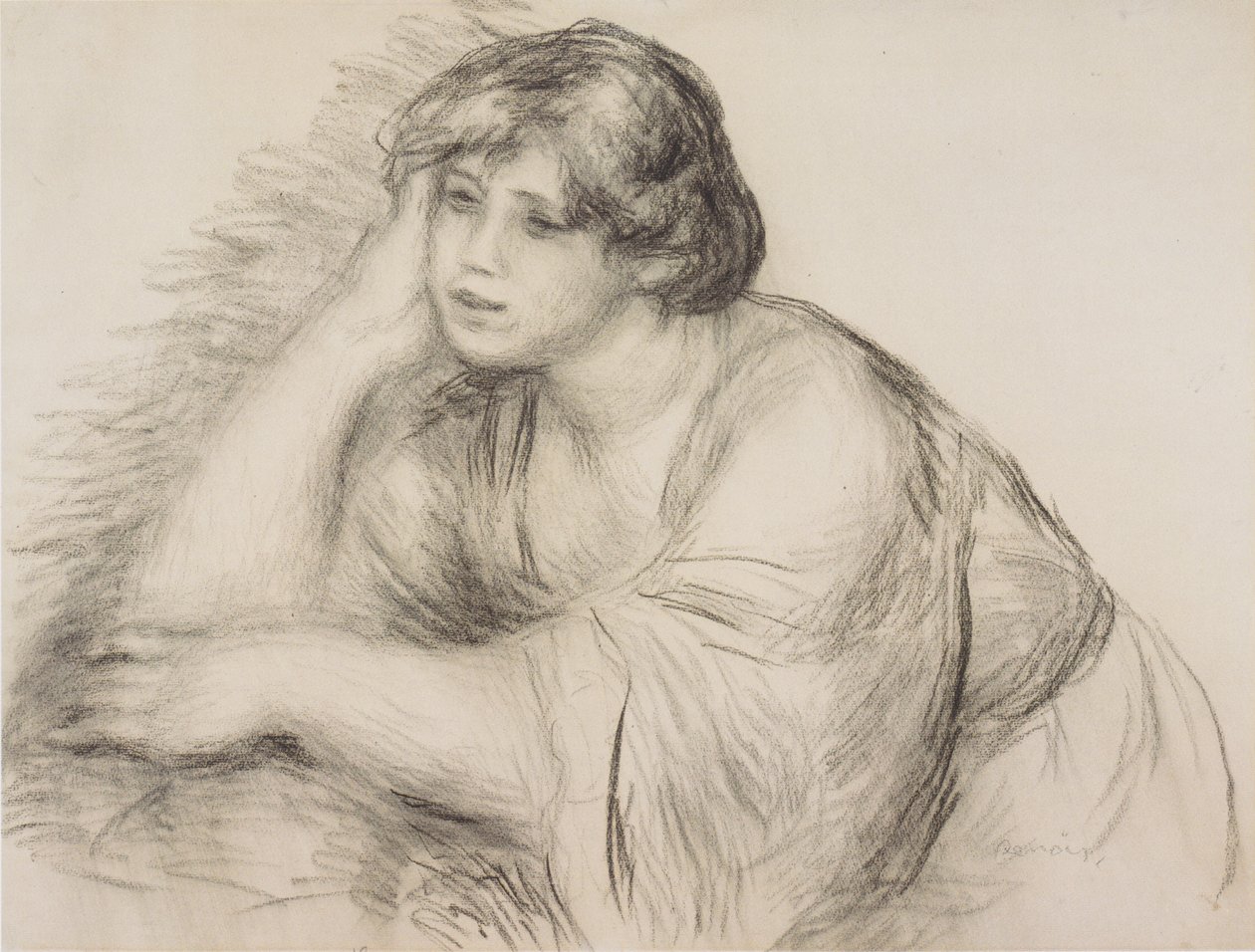 Zittend meisje door Pierre Auguste Renoir