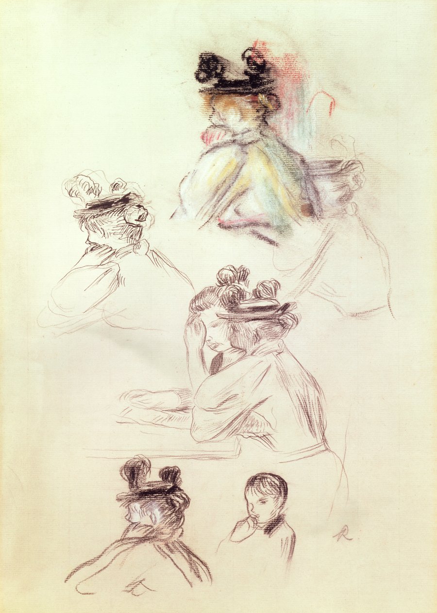 Werkblad met zeven figuren door Pierre Auguste Renoir