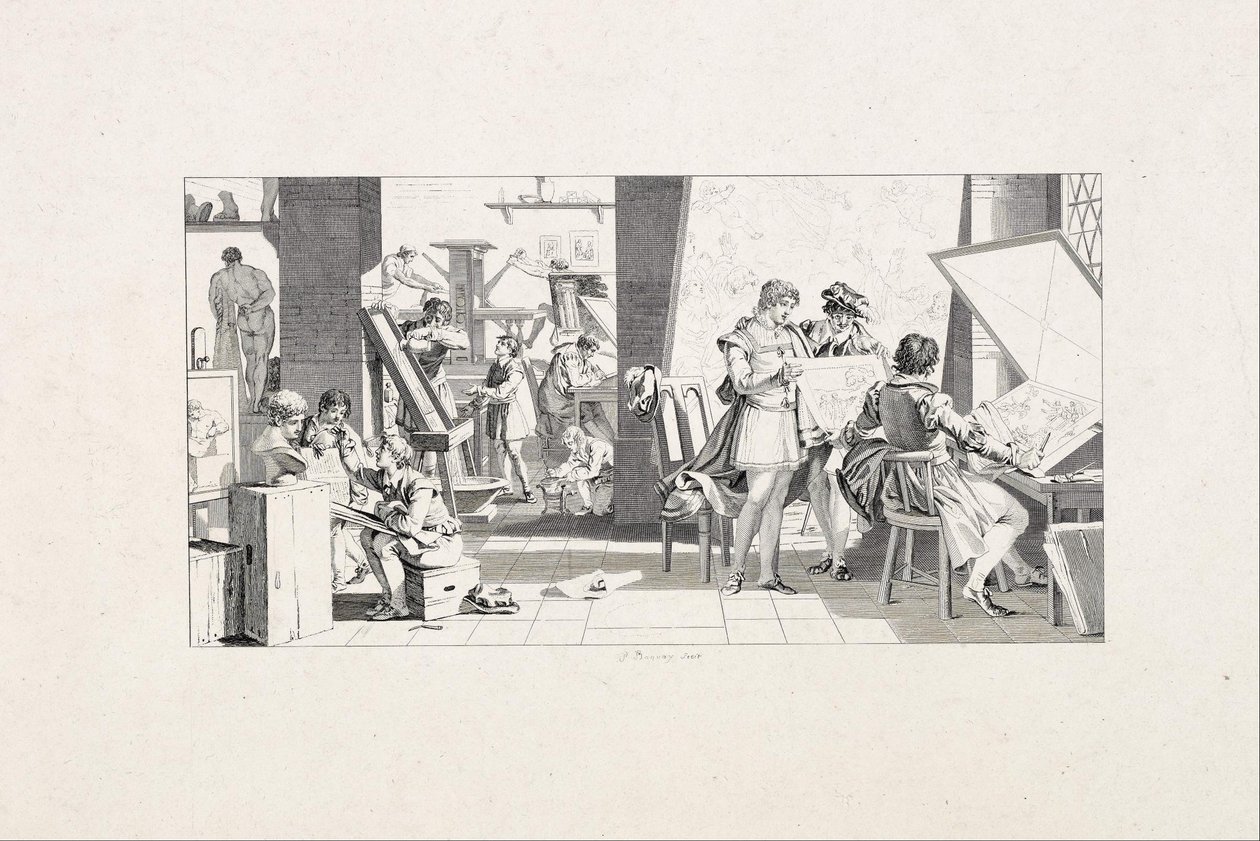 Atelier van een Prentmaker door Pierre-Charles Baquoy