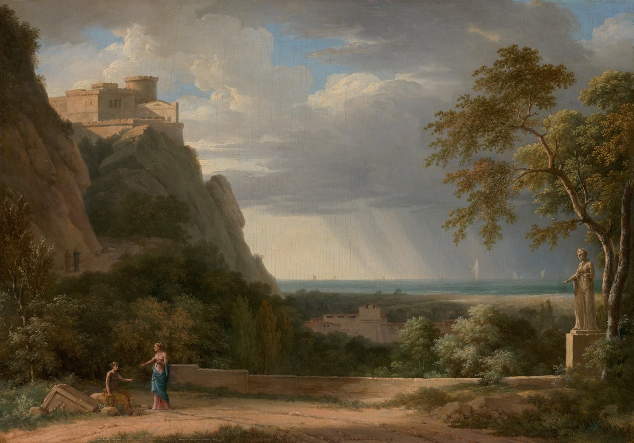 Klassiek Landschap met Figuren en Beeldhouwwerk door Pierre Henri de Valenciennes