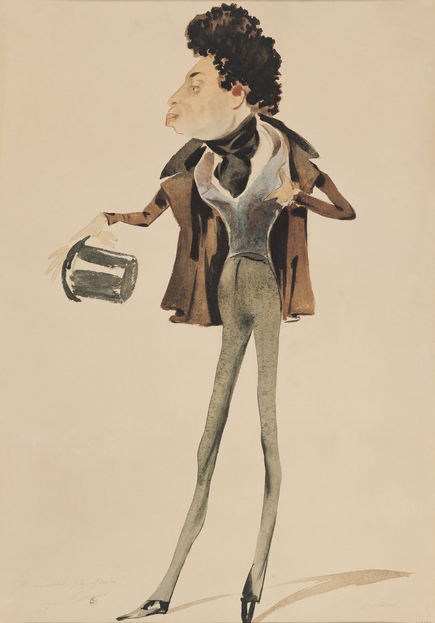 Karikatuur van Alexander Dumas Père (1802-70) door Pierre Luc Charles Ciceri