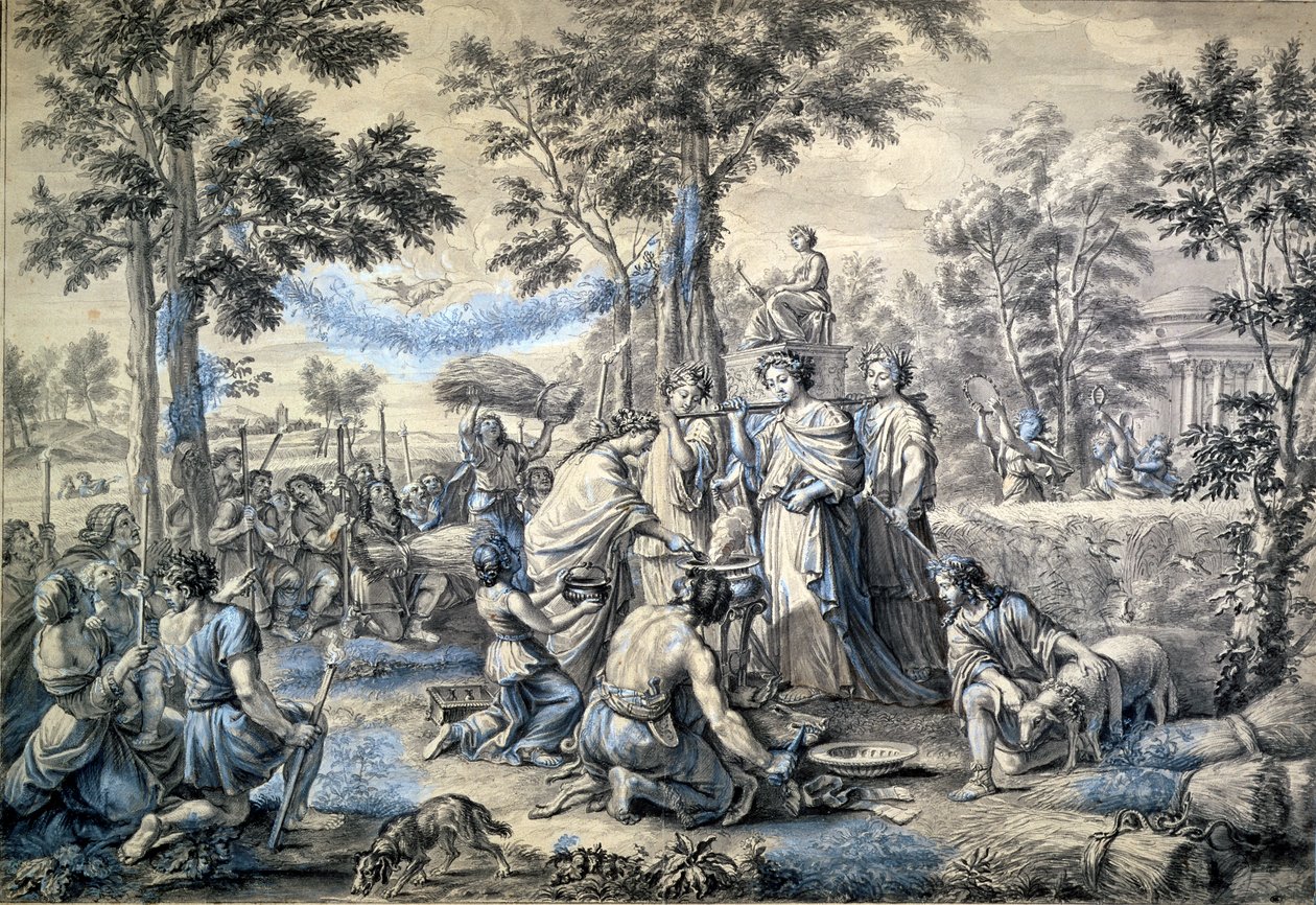 Zomer, studie voor een serie wandtapijten vervaardigd in de Gobelins tapijtfabriek door Pierre Mignard