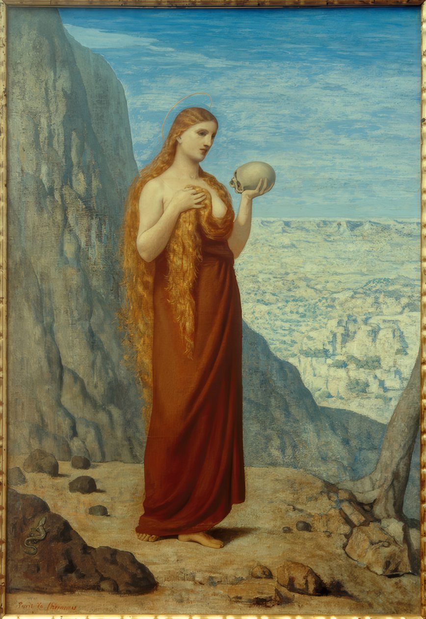 P.C. Puvis de Chavannes, De heilige Maria Magdalena in de woestijn door Pierre Puvis de Chavannes