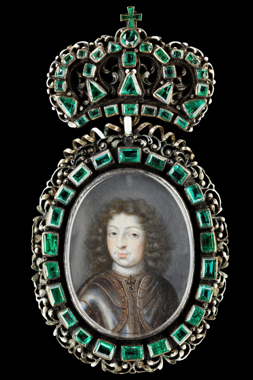Miniatuurportret van Karel XI, koning van Zweden 1660-1697 door Pierre Signac