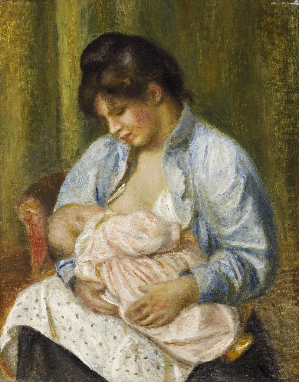 Een vrouw die een kind voedt door Pierre-Auguste Renoir