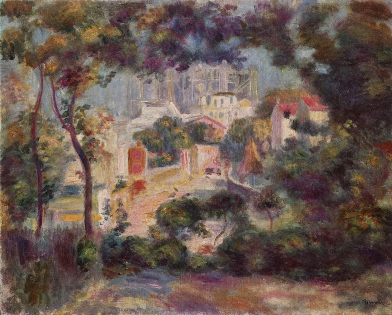 De tuinen van Montmartre met uitzicht op de Sacré-Coeur in aanbouw door Pierre-Auguste Renoir