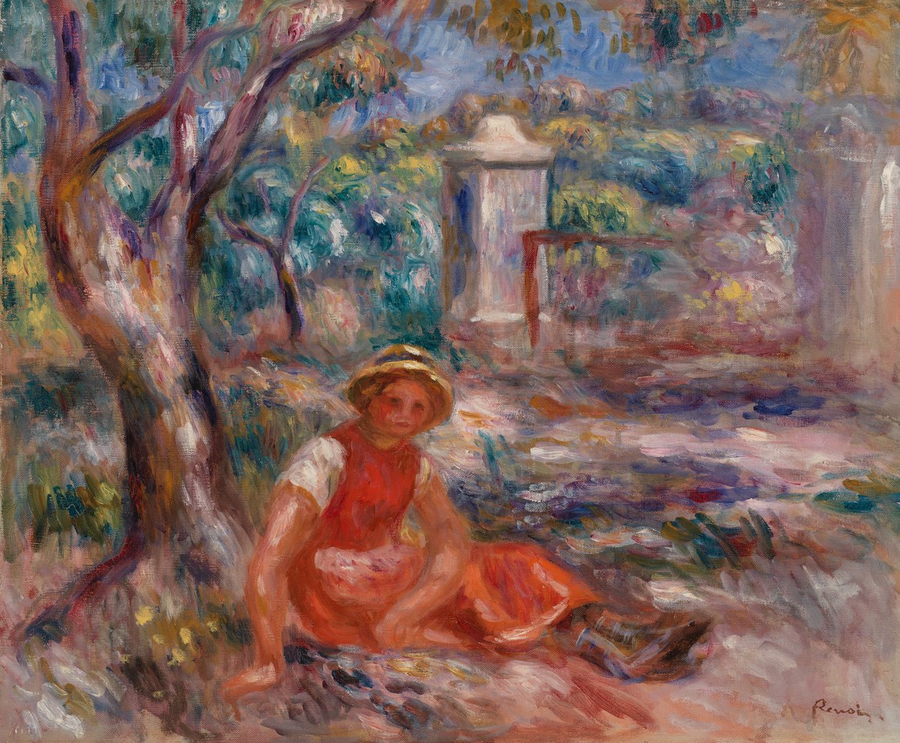 Meisje aan de Voet van een Boom door Pierre-Auguste Renoir