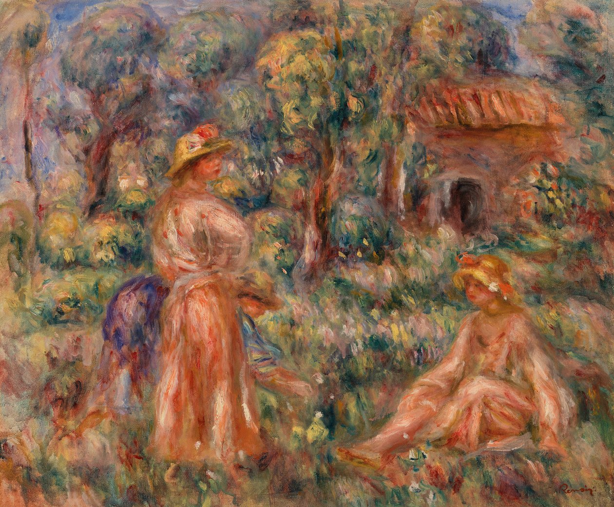 Meisjes in een Landschap door Pierre-Auguste Renoir