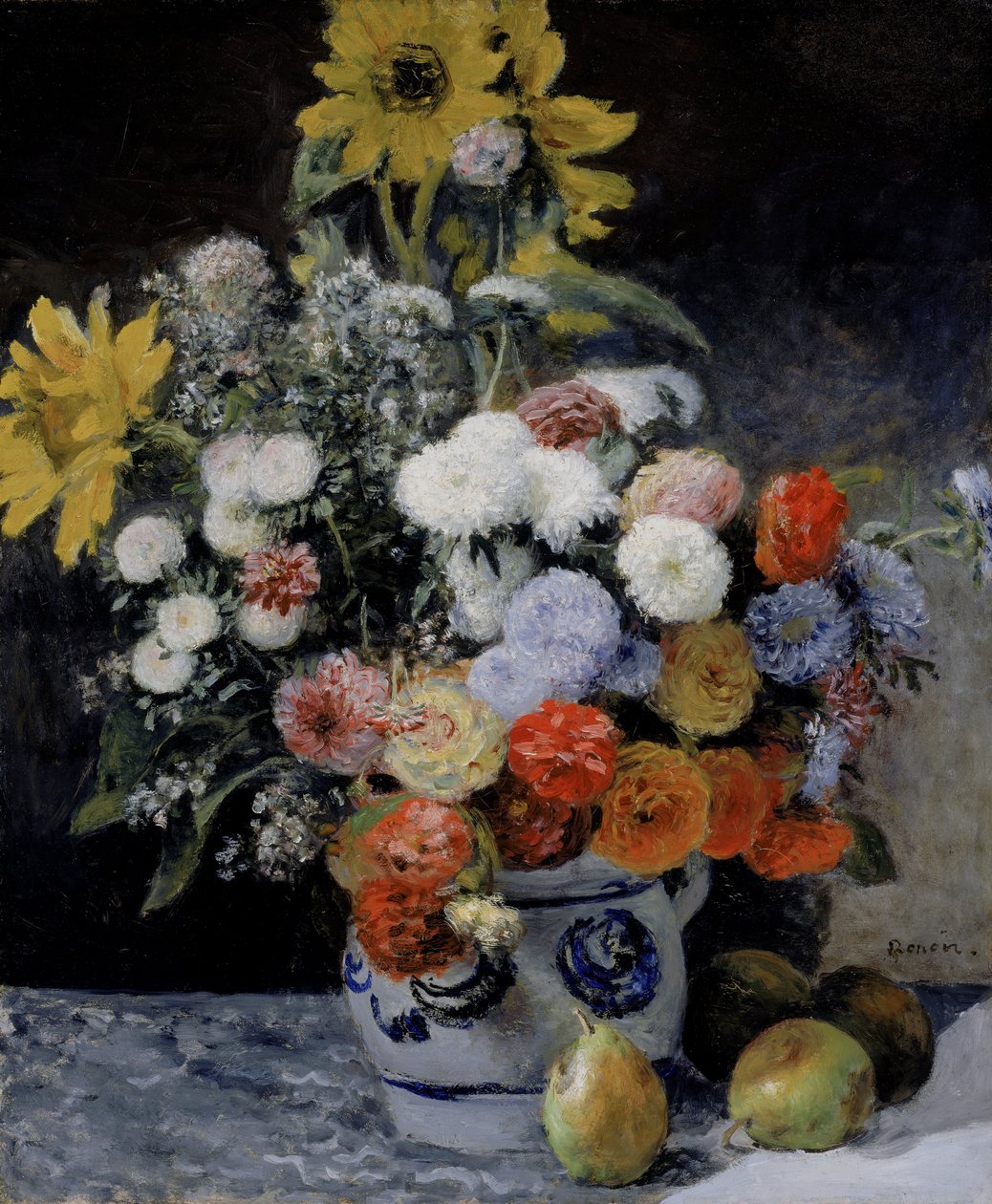 Gemengde bloemen in een aardewerken pot door Pierre-Auguste Renoir