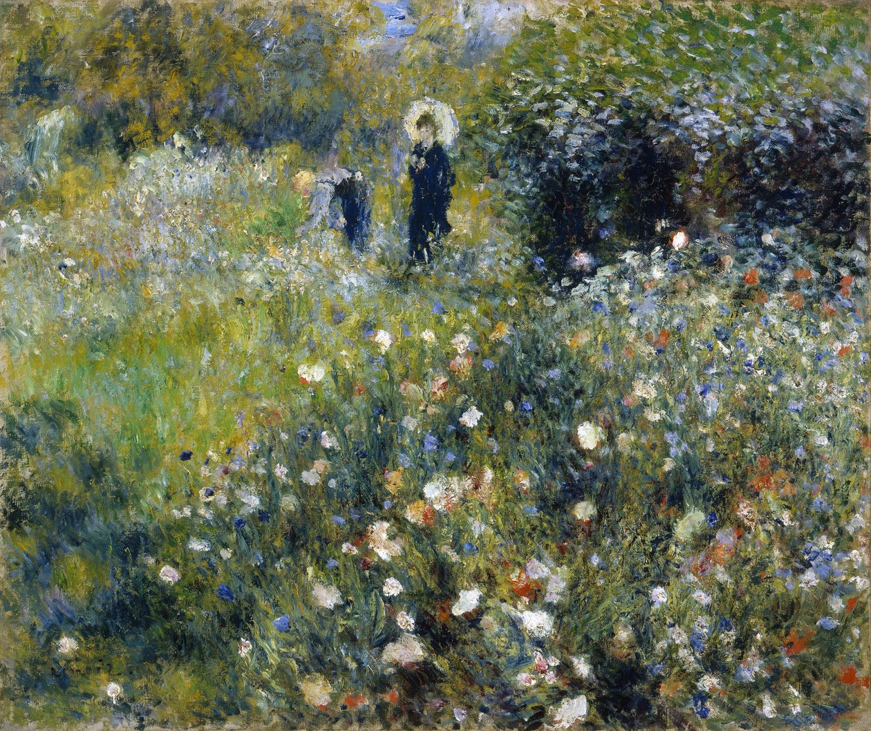 Vrouw met parasol in een tuin door Pierre-Auguste Renoir