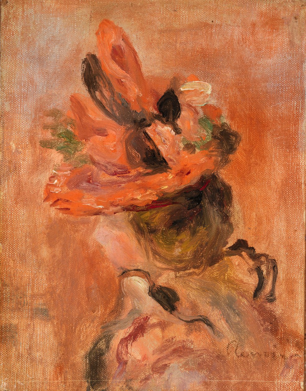 Vrouwenhoofd met rode hoed door Pierre-Auguste Renoir