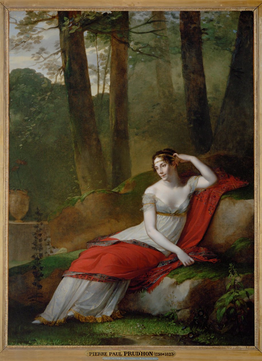 Keizerin Josephine, eerste vrouw van Napoleon I, in de tuinen van la Malmaison. Prud