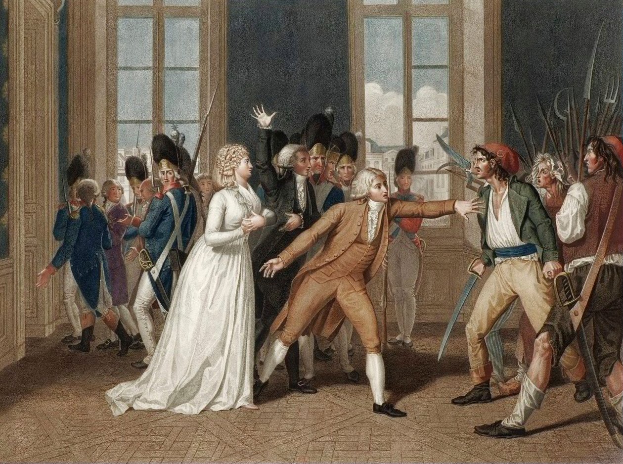 Journee du 20 juni 1792 in het kasteel van de Tuilerieën in Parijs - Toewijding van Madame Elisabeth (Elisabeth Philippine Marie Helene de France genaamd Madame Elisabeth (1764-1794) - gravure door Pierre Bouillon (1776 - 1831) door Pierre (after) Bouillon
