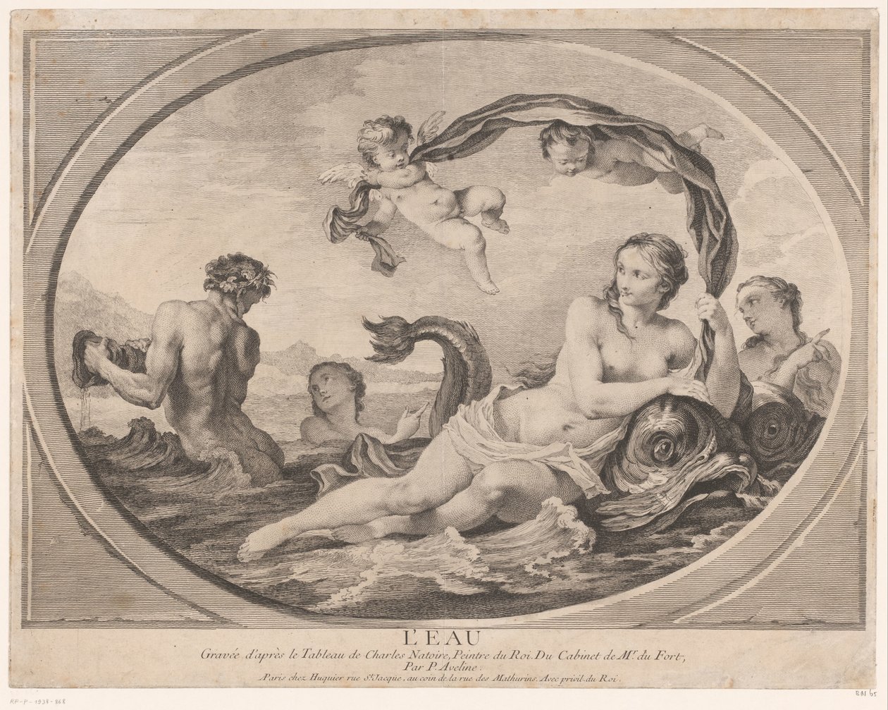 Allegorische voorstelling met Amphitrite (Vier elementen) door Pierre Alexandre Aveline