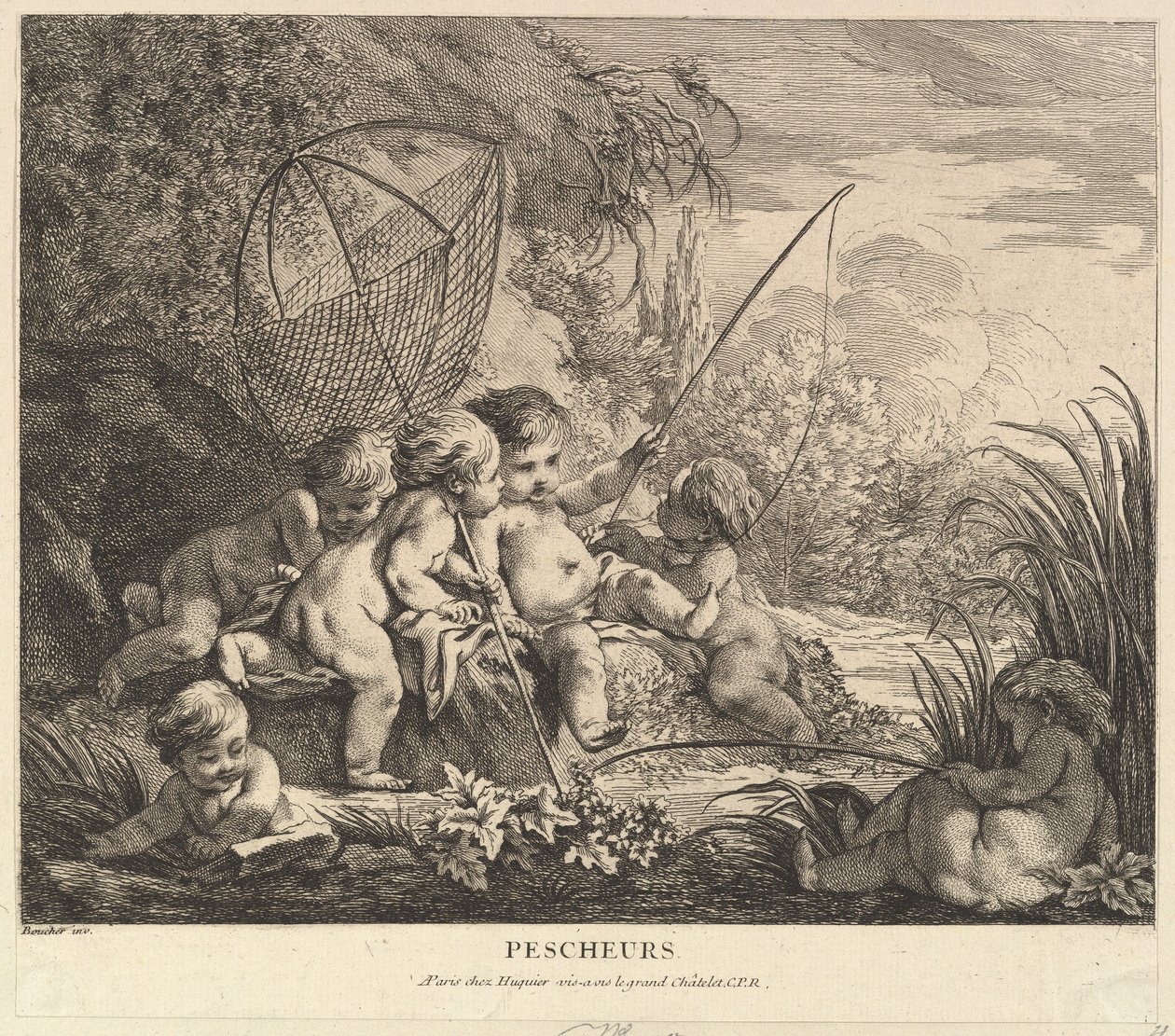 Kinderen aan het Vissen door Pierre Alexandre Aveline