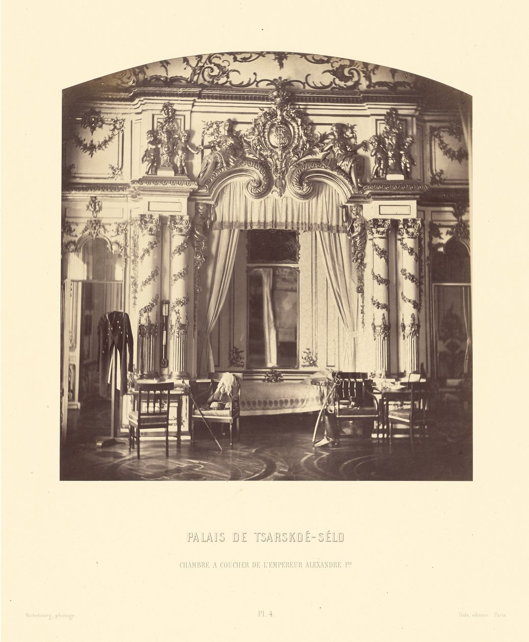 Tsarskoe-Selo paleis, slaapkamer van keizer Alexander 1e door Pierre Ambrose Richebourg