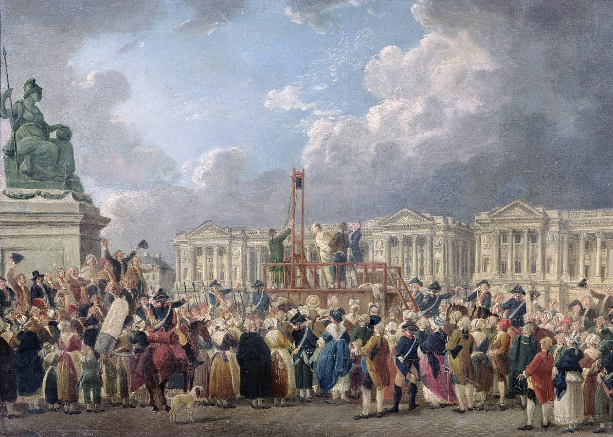Een executie, Place de la Révolution, tussen augustus 1793 en juni 1794 door Pierre Antoine Demachy