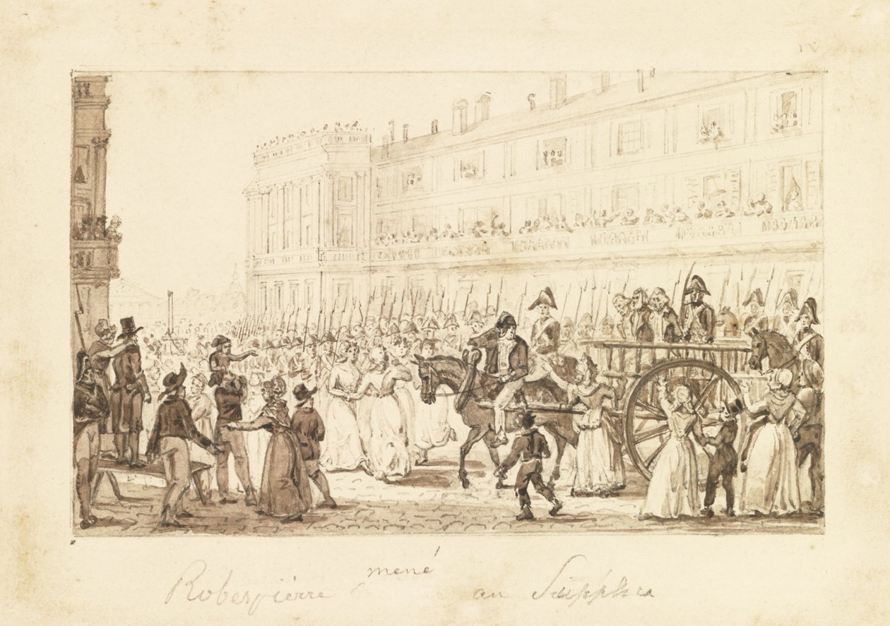 Robespierre en zijn handlangers worden naar hun executie geleid, 1794 door Pierre Antoine Demachy