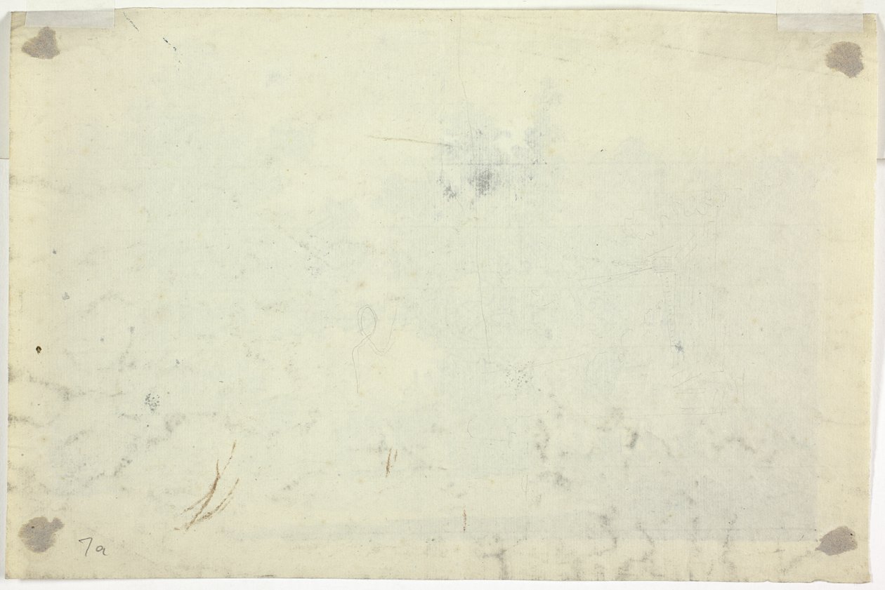 Schets van tuin met ladder door Pierre Antoine Mongin