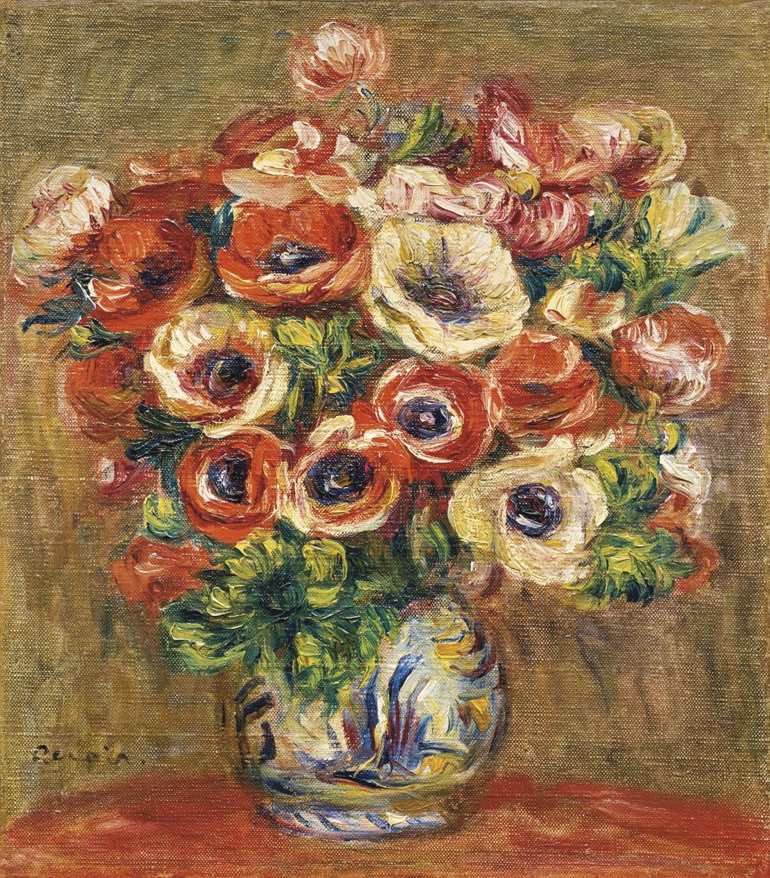 Anemonen in een vaas door Pierre Auguste Renoir