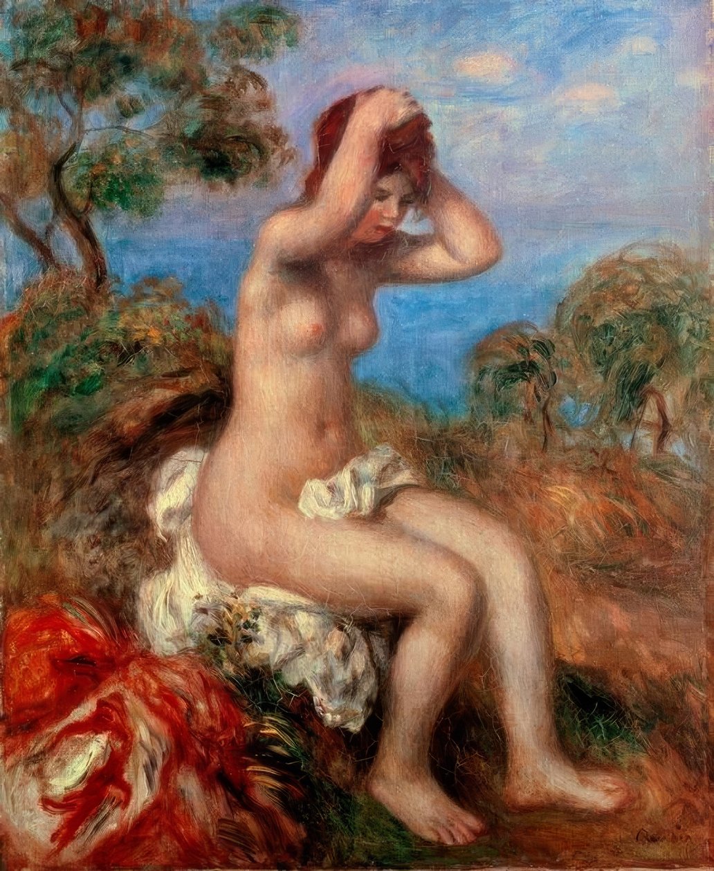 Badend meisje door Pierre Auguste Renoir