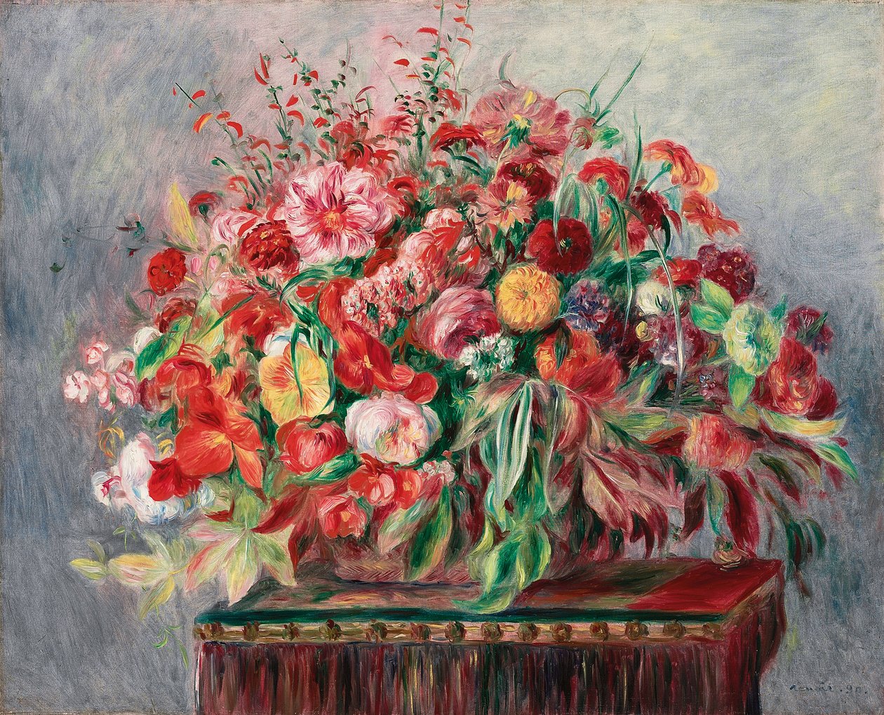 Bloemenmand, 1890 door Pierre Auguste Renoir