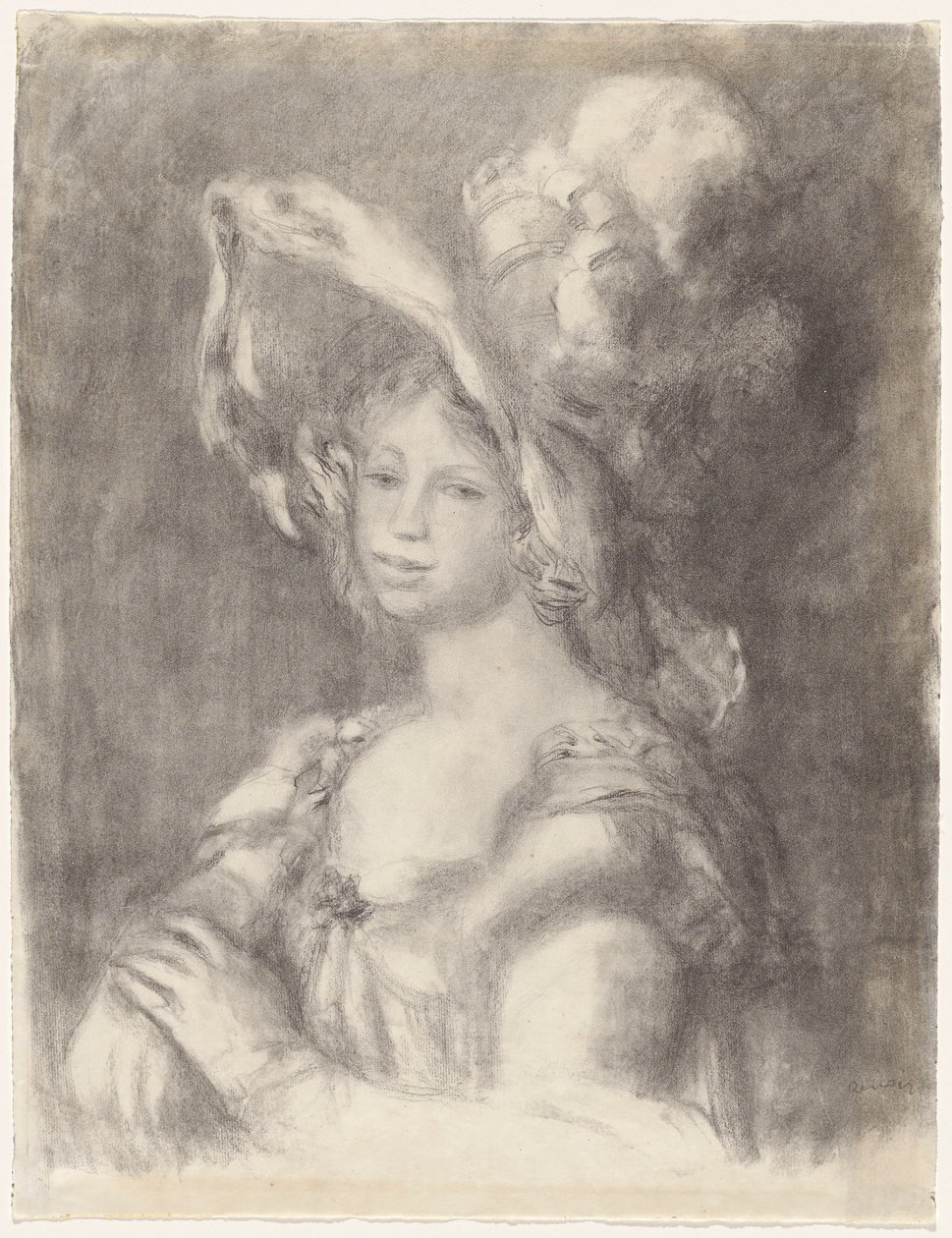 Buste van een jonge vrouw (Mlle Dieterle) door Pierre Auguste Renoir