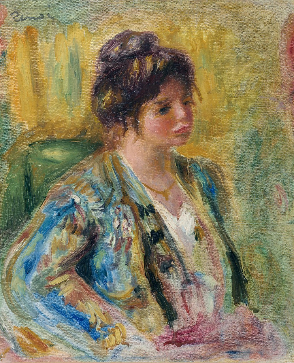 Buste van een vrouw in oosters kostuum, ca. 1895 door Pierre Auguste Renoir
