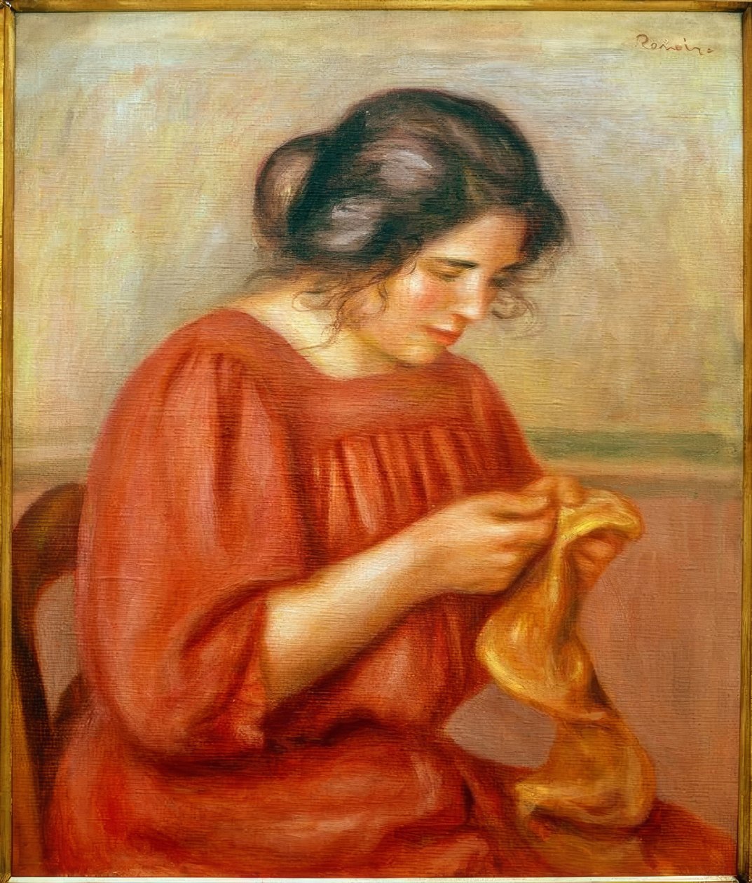 Gabrielle aan het Stoppen door Pierre Auguste Renoir