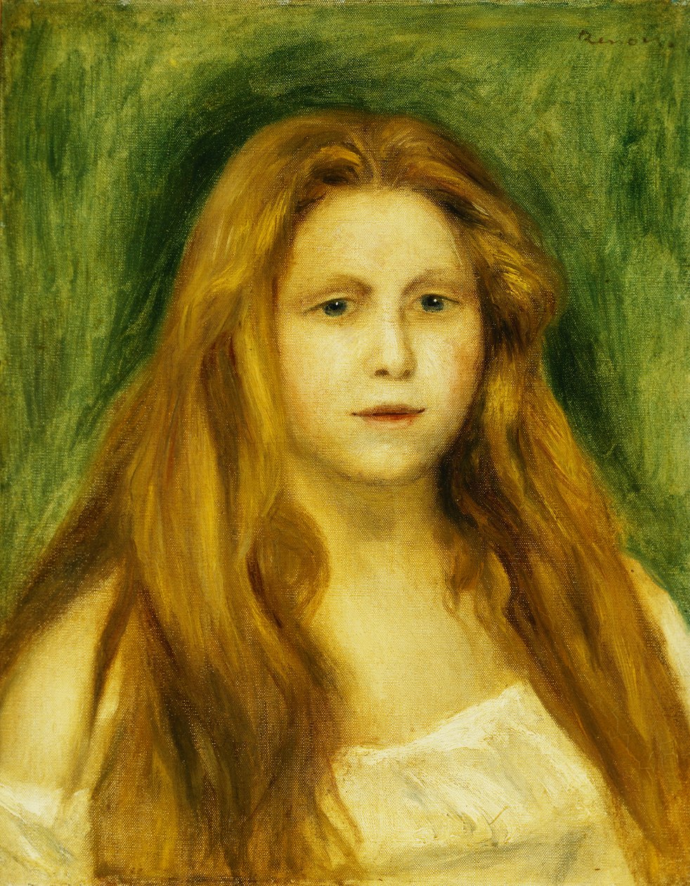 Hoofd van een meisje door Pierre Auguste Renoir