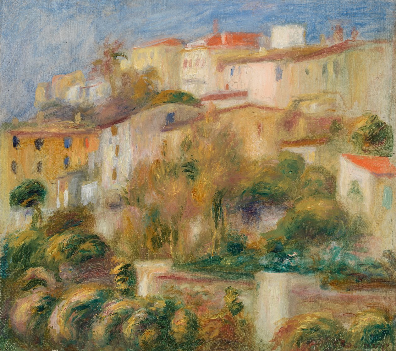 Huizen op een heuvel door Pierre Auguste Renoir