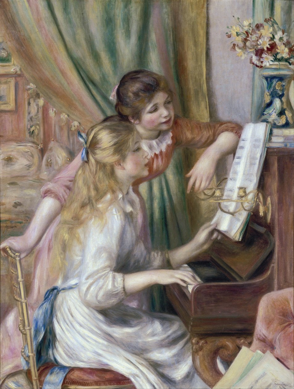 Jonge meisjes aan de piano door Pierre-Auguste Renoir