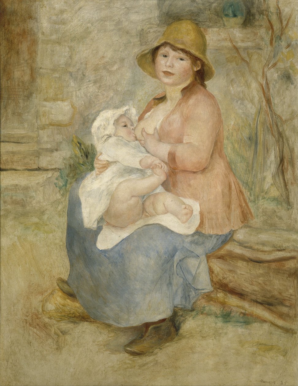 Moederschap, ook bekend als Kind aan de borst door Pierre Auguste Renoir