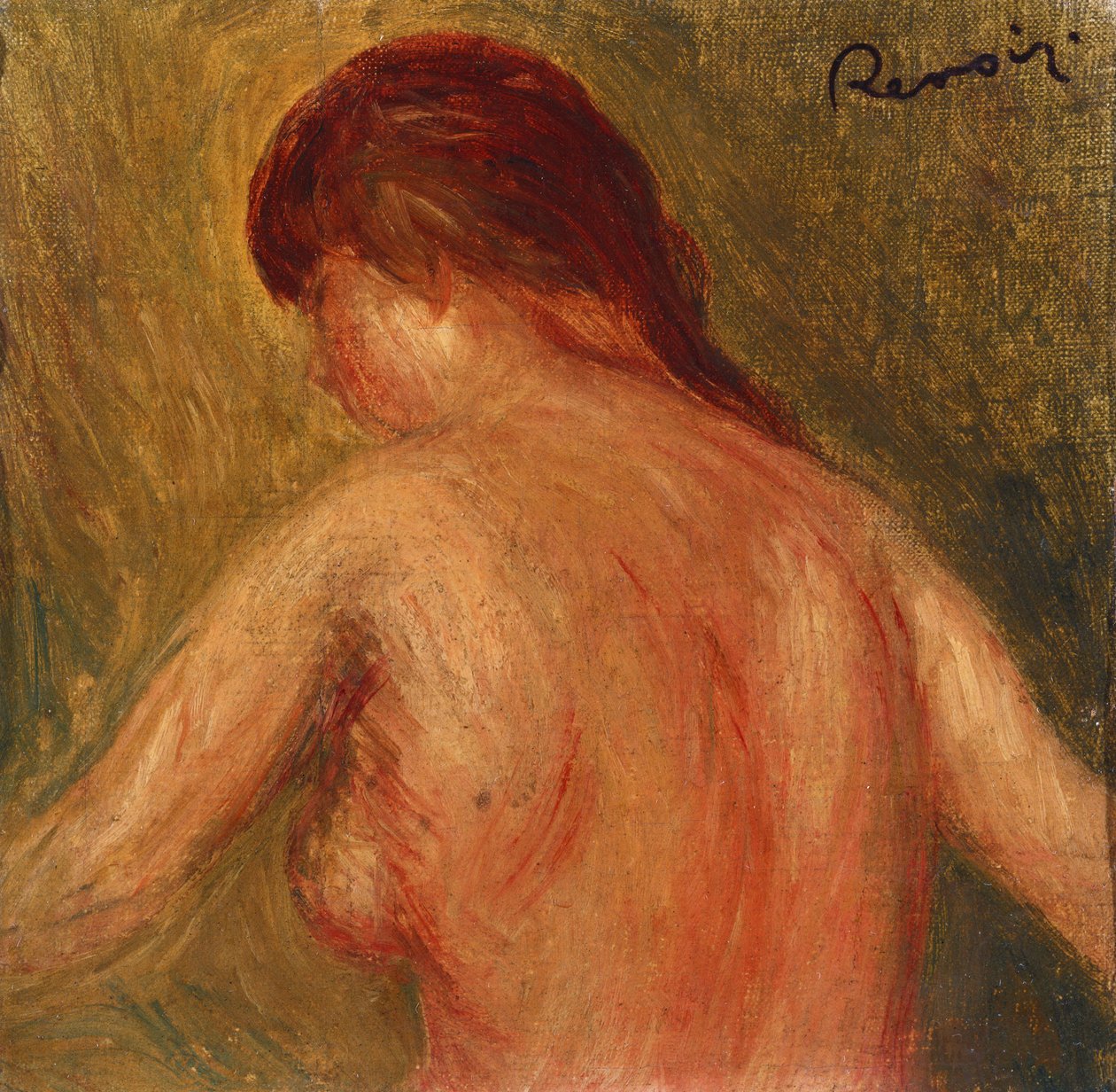 Naakt vrouwelijk torso, van de achterkant door Pierre Auguste Renoir