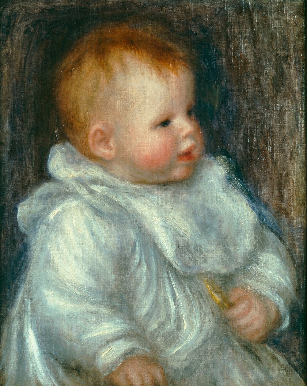 Portret van Coco tegen een blauwe achtergrond door Pierre Auguste Renoir