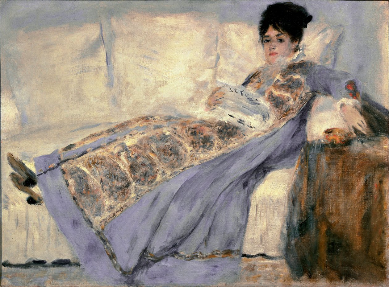 Portret van Madame Monet (Camille Madame Monet die de krant 
