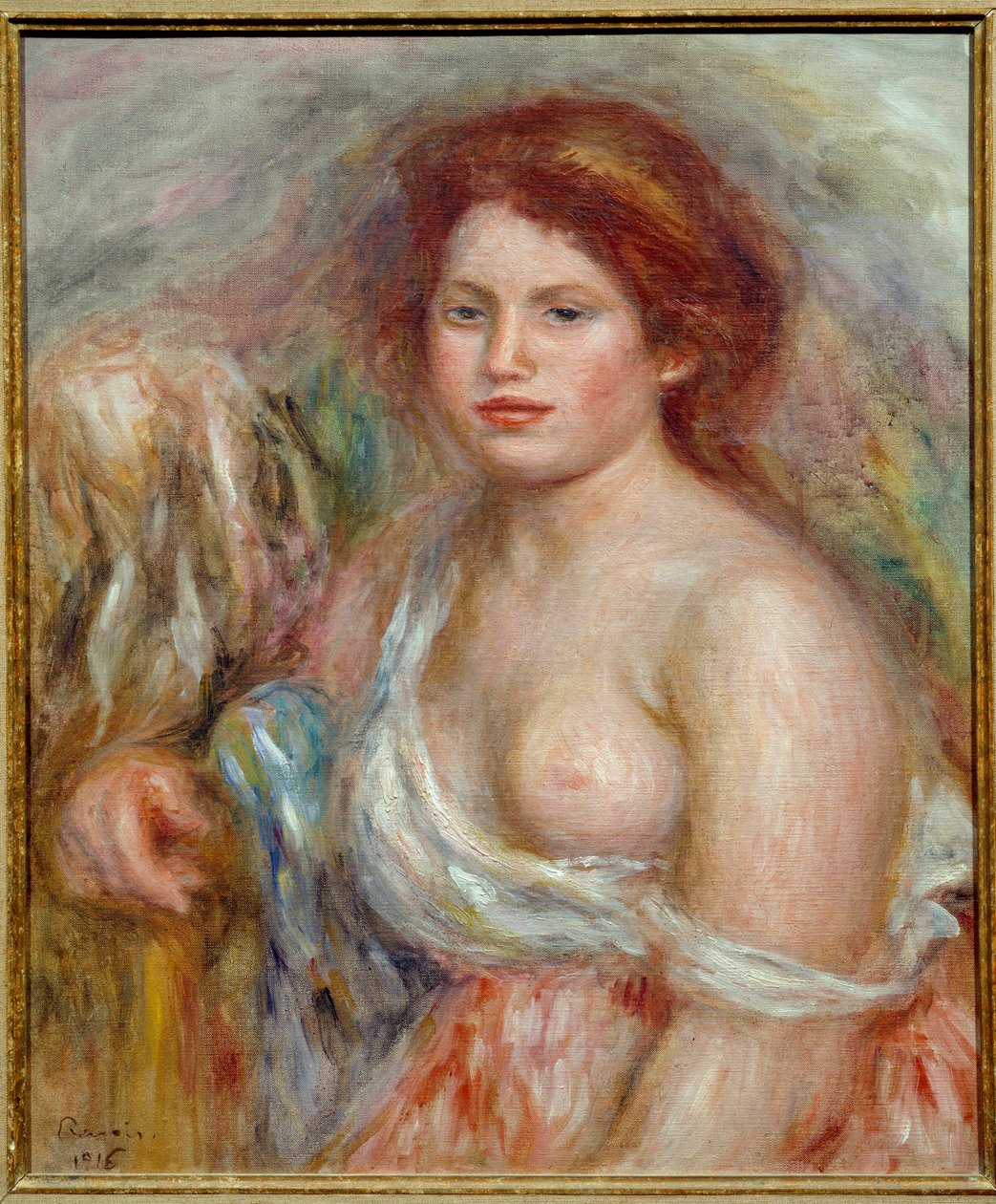 Portret van het model in buste Schilderij door Pierre Auguste Renoir door Pierre Auguste Renoir