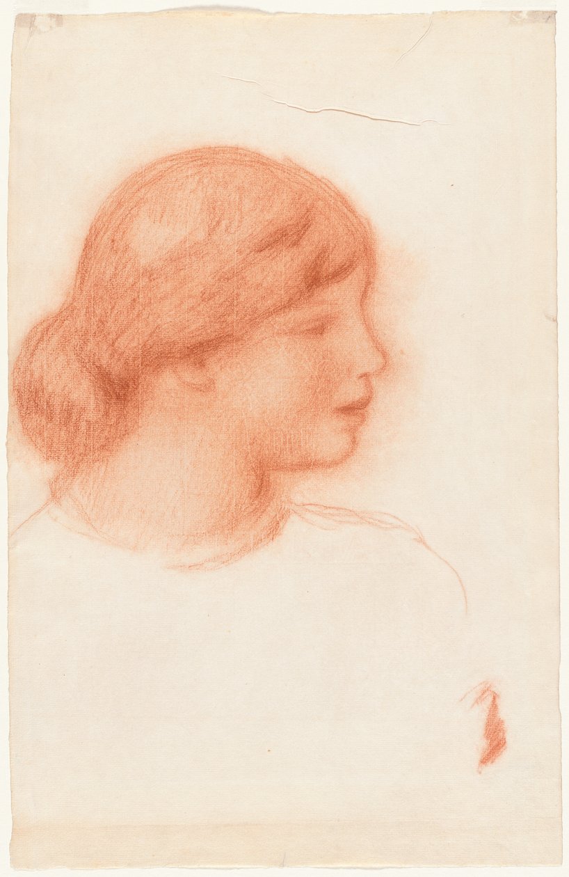Profiel van een jonge vrouw, ca. 1910 (rood krijt) door Pierre Auguste Renoir