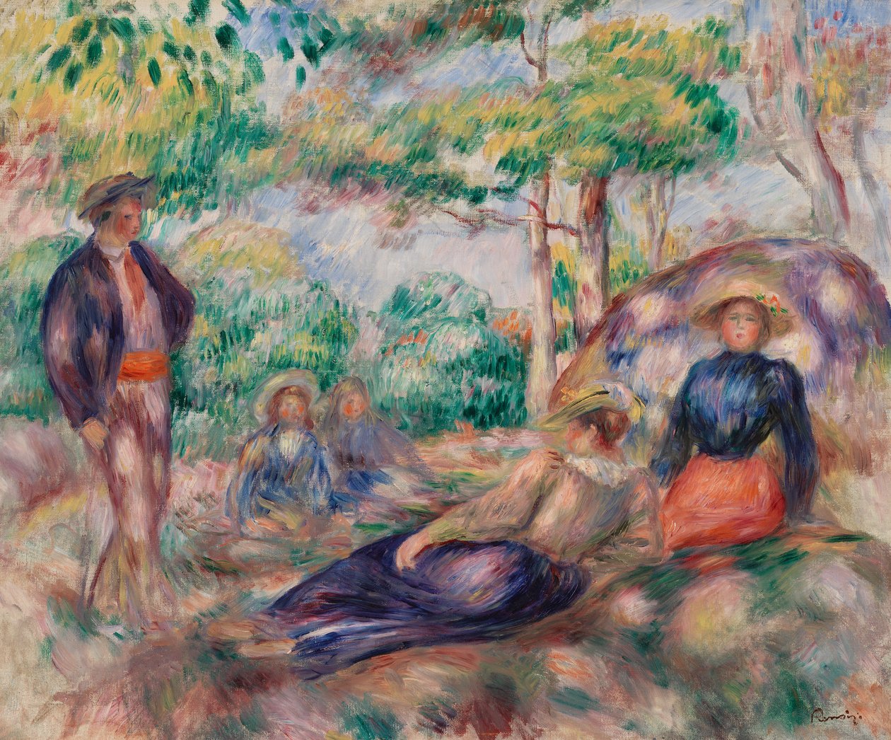 Rustend in het gras door Pierre Auguste Renoir