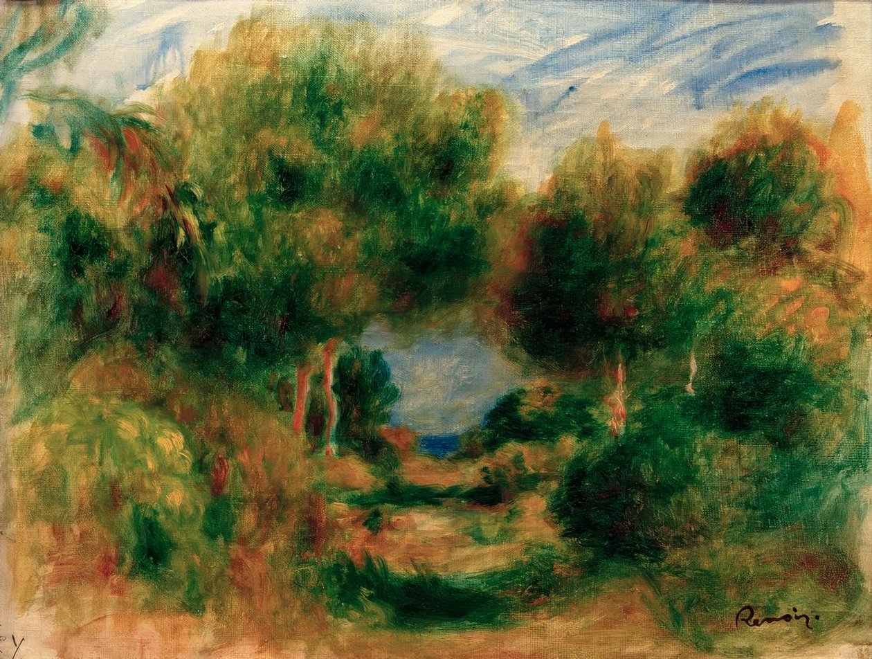 Uit het bos, zee op de achtergrond door Pierre Auguste Renoir