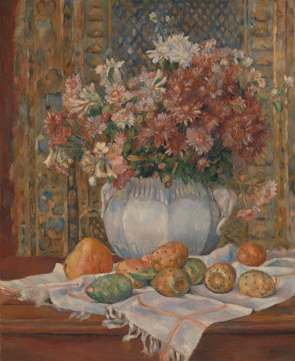 Stilleven met Bloemen en Stekelige Peren, ca. 1885 door Pierre Auguste Renoir