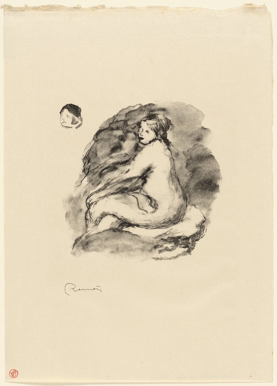 Studie van Zittende Vrouwelijke Naakt, Variant door Pierre Auguste Renoir