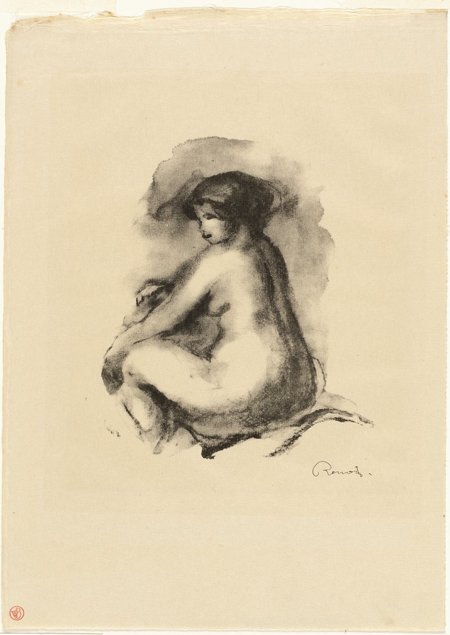 Studie van zittende naakte vrouw door Pierre Auguste Renoir